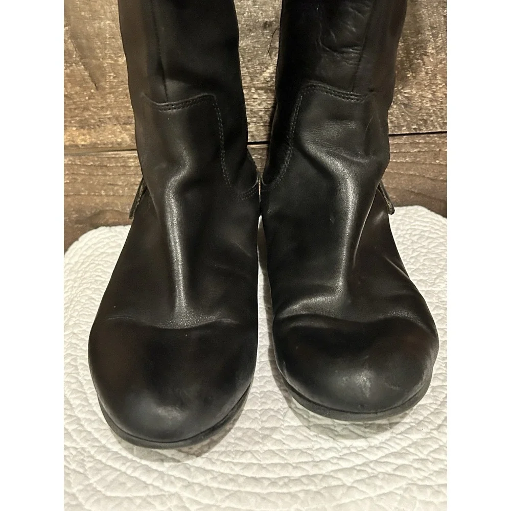Clarks Black Leather Zip Knee High Boots‎ Womens Size 8.5 M Style 61267